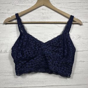 Aerie womens blue lace long line bralette size Medium